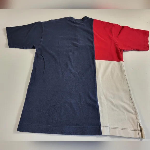 VINTAGE Nautica Polo Shirt Mens M medium Color block Sailing Rugby Cotton - Picture 5 of 7